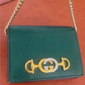 Gucci Forest Green Leather Bag with Gold Accents